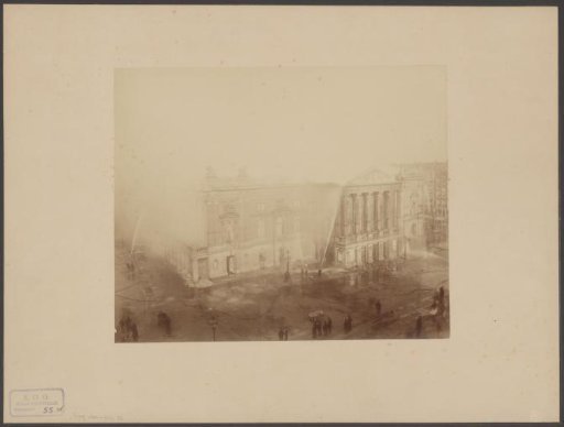 Firefighting efforts during the fire at the theatre at the Leidseplein in Amsterdam
