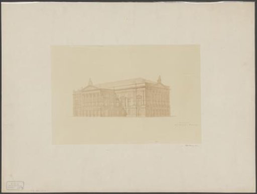 Photographic reproduction of a drawing of the theatre at the Leidseplein in Amsterdam