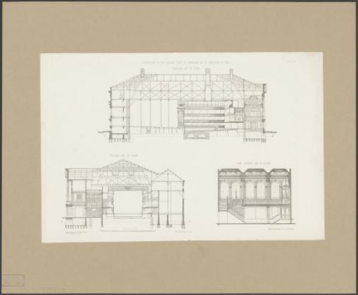 Sections of the theatre at the Leidseplein in Amsterdam after the renovation of 1872-1874