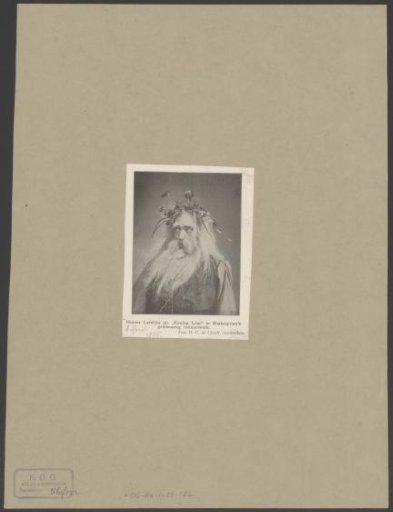 Portrait of Hubert la Roche as King Lear in the play King Lear