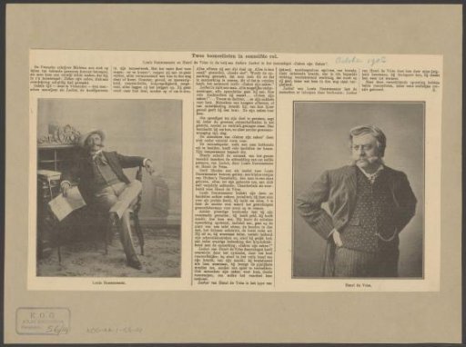 Portraits of Louis Bouwmeester and Henri de Vries as Isidore Lechat in the play Zaken zijn zaken