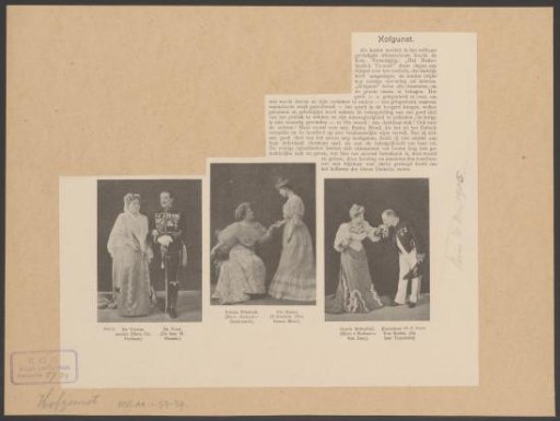 Three double portraits of six actors in the play Hofgunst