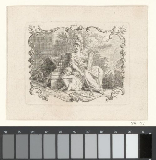 Vignette with Minerva and a putto