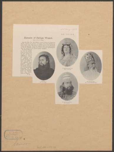 Portraits of four actors in the play Samson or Holy Vengeance