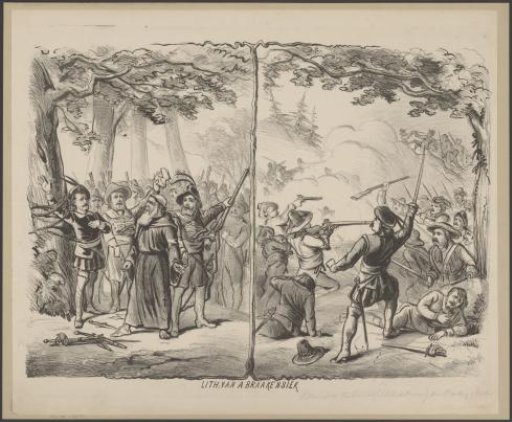 Two scenes from the play De roovers