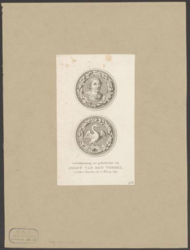 Medal on the death of Joost van den Vondel