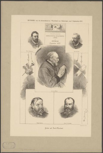 Portraits of five Belgian participants at the Twentieth Dutch Language and Literature Congress in Amsterdam