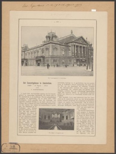 Two articles on the Concertgebouw in Amsterdam