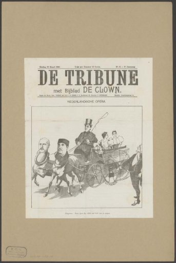 Wagon with Five Wheels Drawn by Two Horses with the Heads of Singers of the Nederlandsche Opera