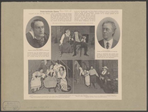Portraits of Henry Engelen and Cornelis van der Linden and three scenes from the opera Tiefland
