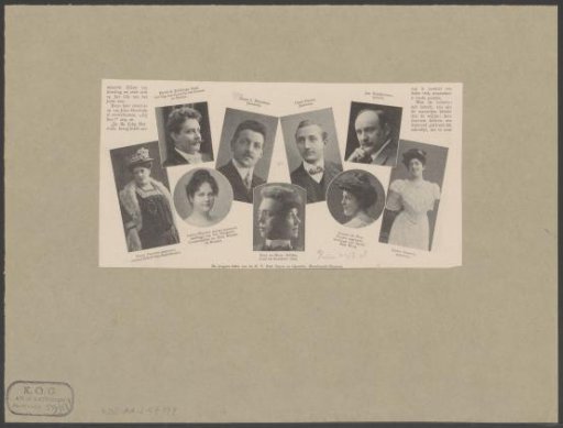 Portraits of ten members of the N.V. Nederlandsche Opera and Operette
