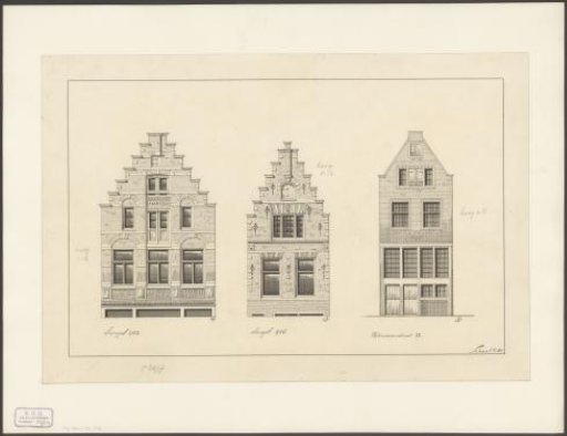 Facades of Houses in the Singel and Palmdwarsstraat in Amsterdam