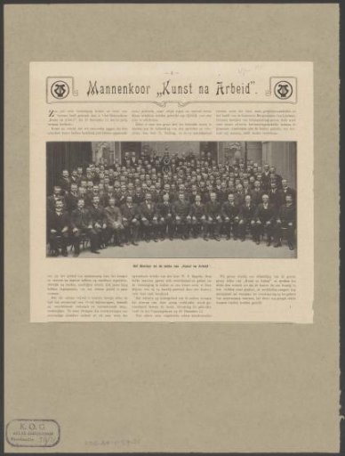 Group portrait of the men's choir Kunst na Arbeid