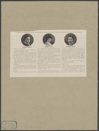 Portraits of Gérard Hekking, Henriëtte Roll and Heinrich Fiedler