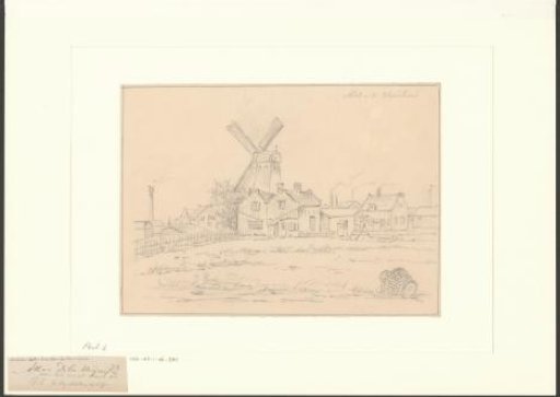 View of the mill De Windhond at the end of the Middenweg