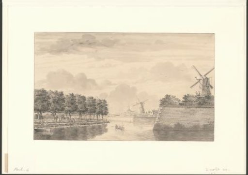 View of the windmills De Koe and De Palm, seen from the Singel
