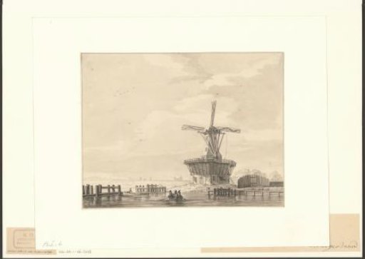 View of the Stadsvuilwatermolen on the Funen