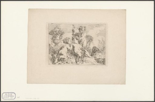 Four putti by a vase
