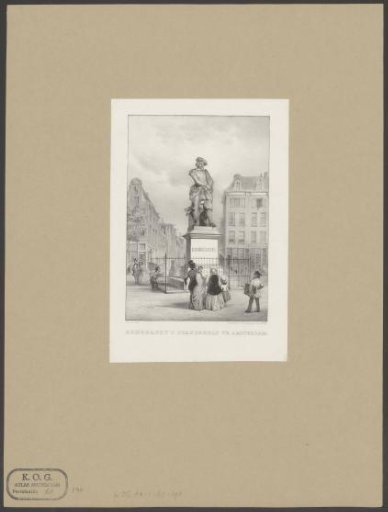 View of the Statue of Rembrandt van Rijn on the Botermarkt