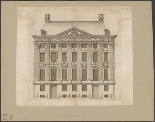 View of the front of the Trippenhuis in Amsterdam