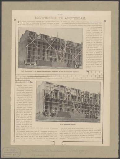 Article on irregularities in the construction of houses in the Johannes Verhulststraat in Amsterdam