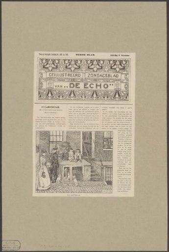Title page for: Illustrated Sunday Paper De Echo with article on the cobbler's house in Amsterdam