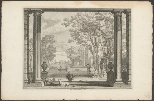Park landscape with two dogs