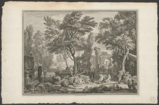 Landscape with ruins and figures