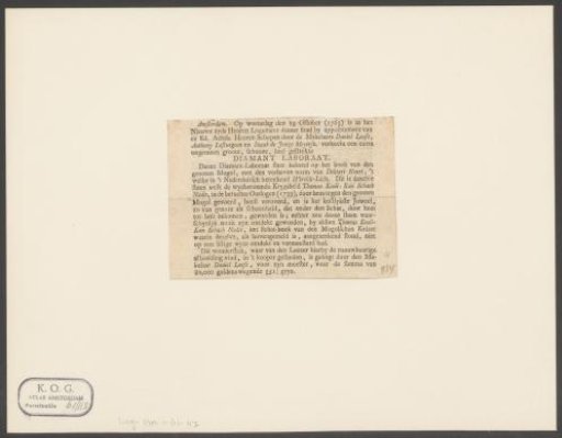 Text on the public sale of a labradorite-cut diamond