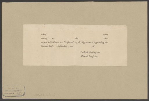 Unaddressed invitation from the General Assembly of the Painting Art