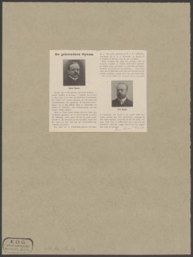 Portraits of artists David and Pieter Oyens with a short biography