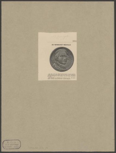 Commemorative medal with the portrait of Rembrandt van Rijn