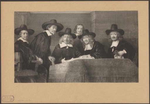 The standards of the Amsterdam cloth-dyers' guild, known as 'The Staalmeesters'