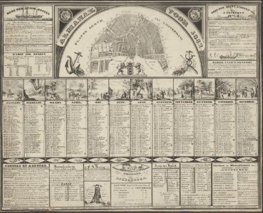 Almanac for 1832 with a map of Amsterdam