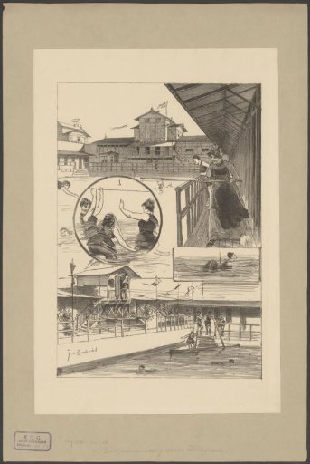 Women in the bathing and swimming facility of Theo van Heemstede Obelt in Amsterdam