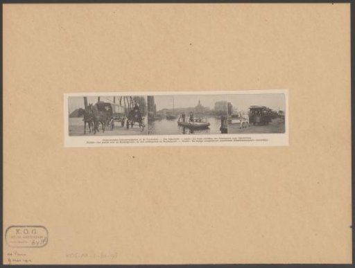 Omnibus, ferry over the Muidergracht, and horse-drawn tram in Amsterdam