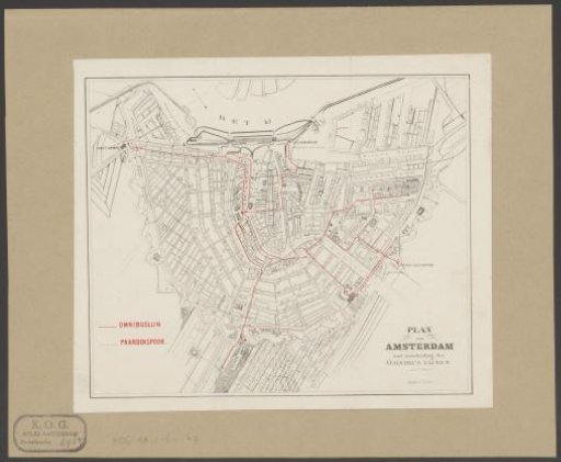 Map of Amsterdam with the routes of omnibus lines