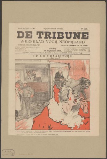 Clown in front of an Amsterdam horse tram with Willem Treub, Isaac Abraham Levy and Samuel van Houten inside