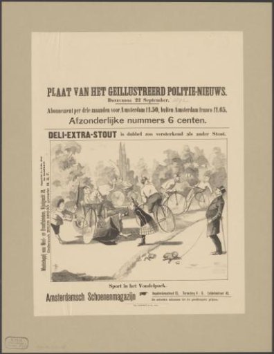 Depiction of various accidents involving cyclists at Vondelpark