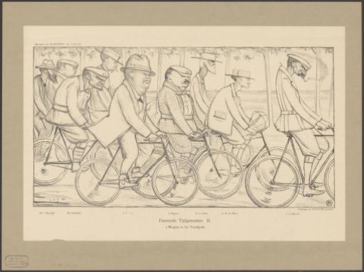 Various artists and other notable persons cycling at Vondelpark