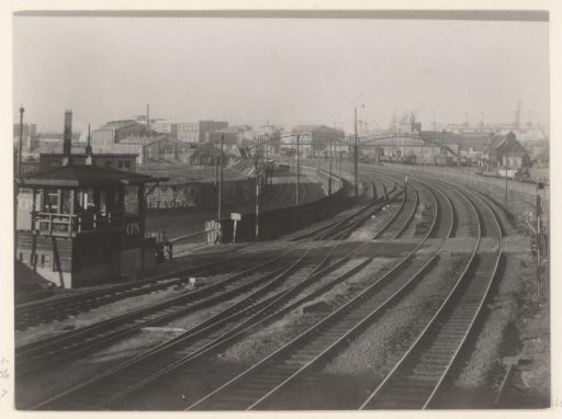 Railway crossing at the Czaar Peterstraat in Amsterdam