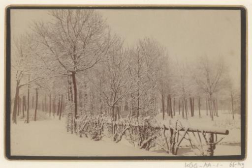 View of a bridge in Vondelpark in Amsterdam in the snow