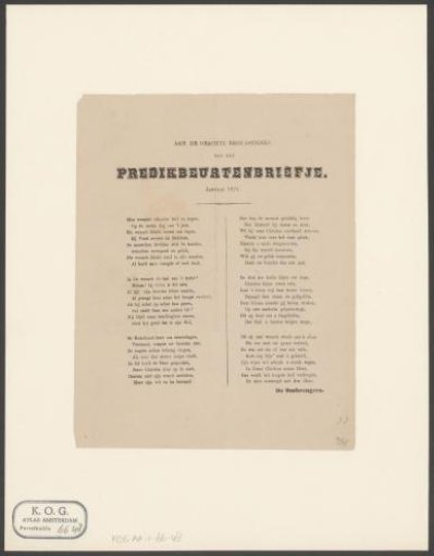 New Year's greeting from the distributors of the sermon notice for the year 1870