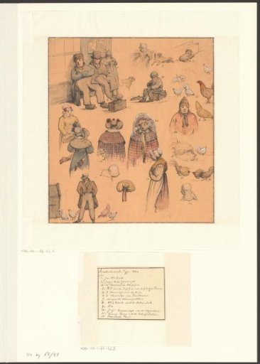 Legend accompanying composition with Amsterdam folk types around 1830