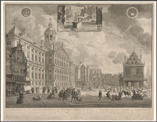 View of the demonstration of the fire hoses at the Town Hall on the Dam