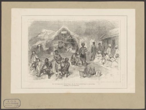 Surinamese Village with Inhabitants Exhibited at the World Exhibition of 1883 in Amsterdam