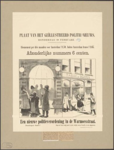 Police officer speaking to women standing in front of buildings in the Warmoesstraat
