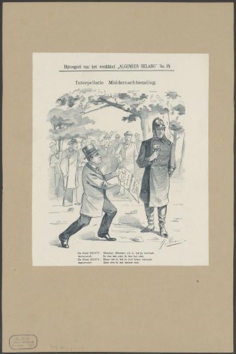 Willem Hovy begs Sjoerd Vening Meinesz, dressed as a police officer, for support for the midnight mission