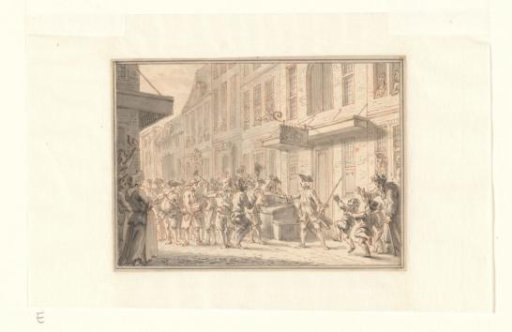 Crowd Assembles Outside the House of the Deceased Merchant Daniel Raap on the Vijgendam