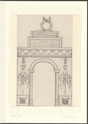 Triumphal arch in the Reguliersbreestraat on the occasion of the entry of Emperor Napoleon